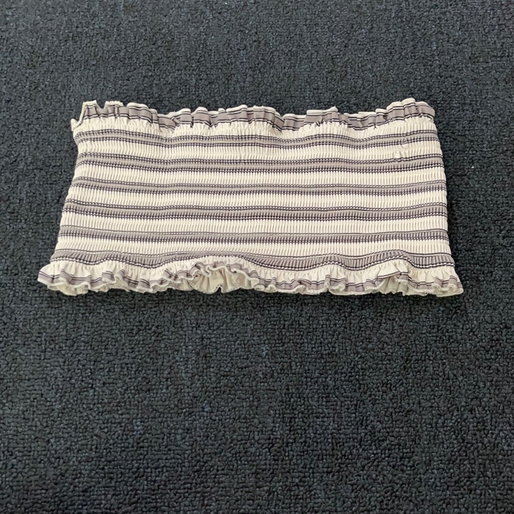 Striped tube top bathing suit